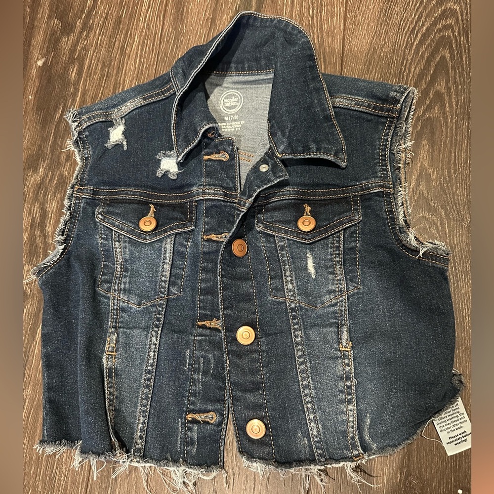 Denim Sleeveless Vest with Button Details Children’s